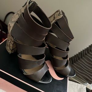 Brown snakeskin heels